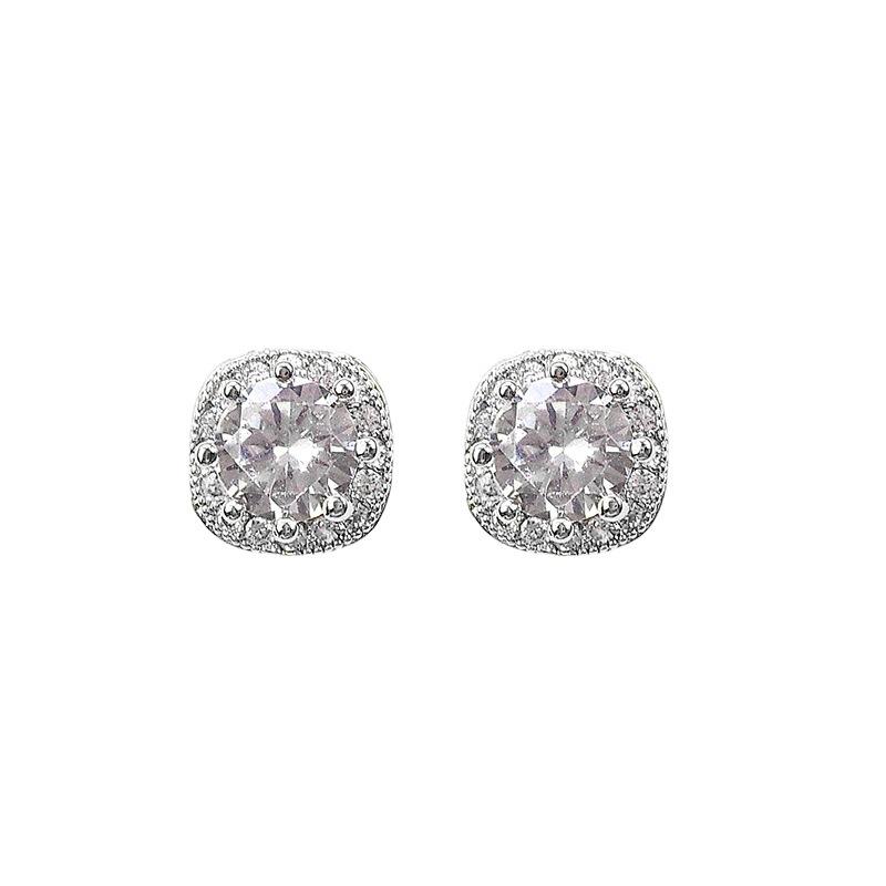 Trendy s925 Sterling Silver Rhodium-Plated Square Stud Earrings for Women - Versatile Luxury Design