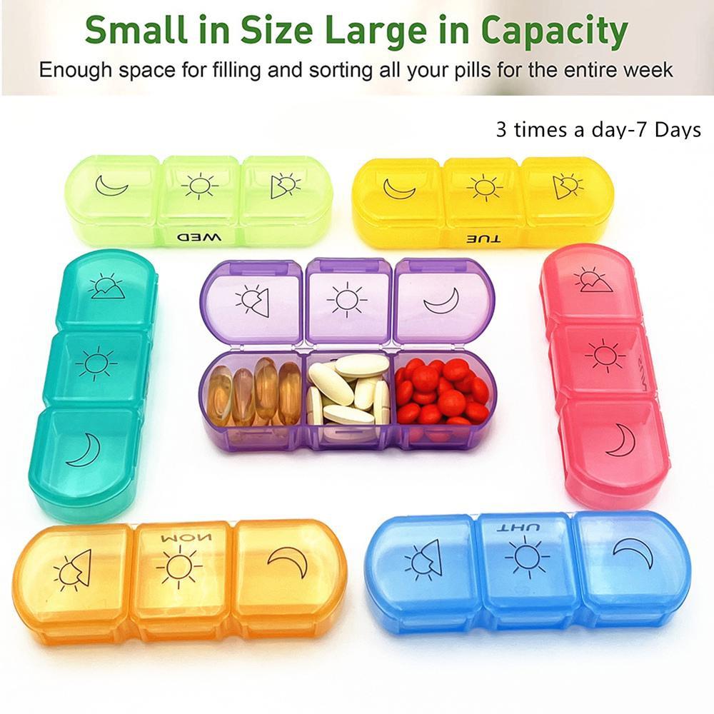 Updated Weekly Pill Organizer Case 7 Days Travel Pill Box Container 3 Times A Day Large Capacity for Vitamins Medicine Fish Oils