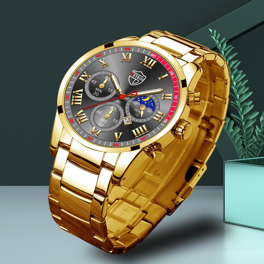 Classic Stainless Steel Watch Men's Calendar Quartz Watch Men's Personality Watch Casual Student Watch Business Watch