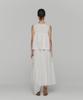 Amomento Drawstring Sheer Shirring Skirt_White