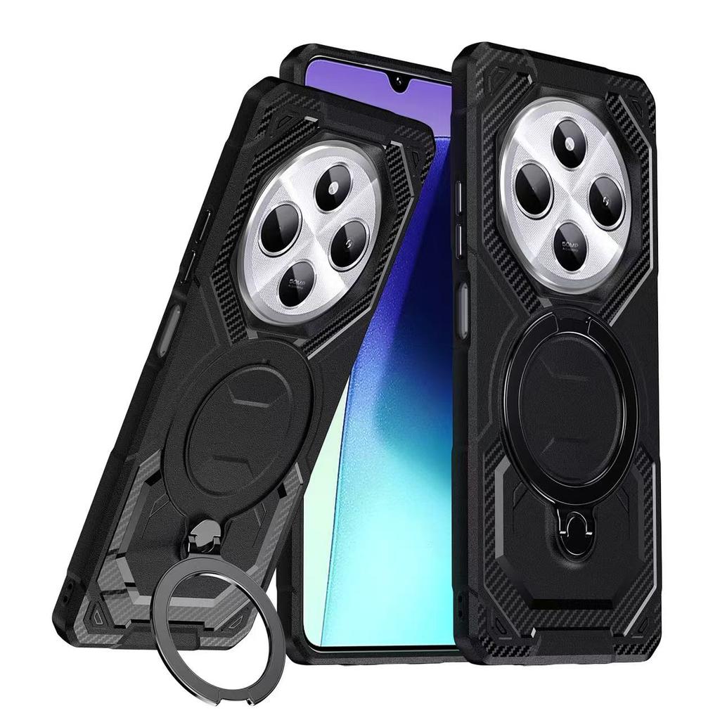 Case For Redmi 14C 360° Rotate Ring Stand Car Magnetic Shockproof Cover For Redmi Note 14 Pro Plus 4G 5G Protective Bracket Case