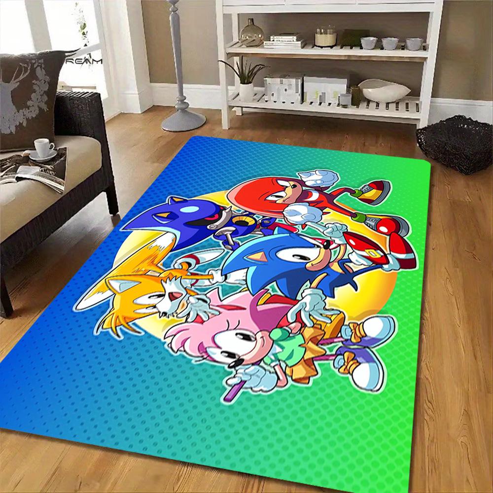 Sonic The Hedgehog Art Print Decoration,Carpet,Living Room,Bedroom, Non-slip,Square rug
