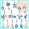 Pink Turtle Sea Star Shell Zircon Original Colored Copper Bead Fit Bracelet Charm Copper Fine Gift Diy Jewelry Accessory