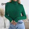 Women High Collar Bottoming Sweater Elastic Breathable Fabric Solid Color Knit Pullover Lazy Style Long Sleeve Slim Fit Sweater