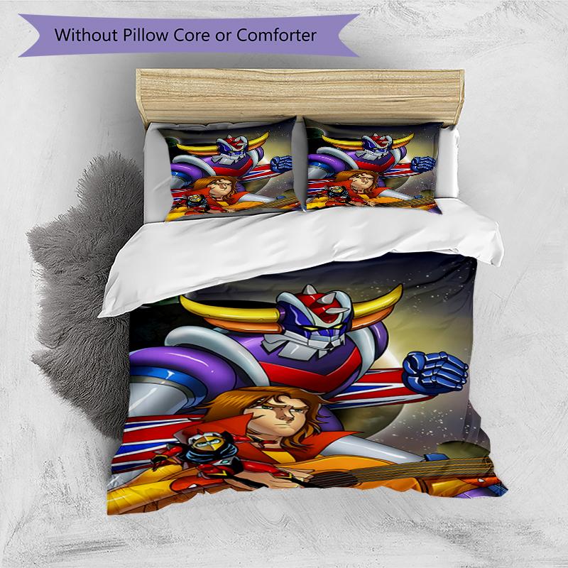 3pcs UFO Robot Grendizer3 Design Cover Set - HD Printed Bedding with 1 Cover and 2 Pillowcases - Perfect for Home and Dorm Decor