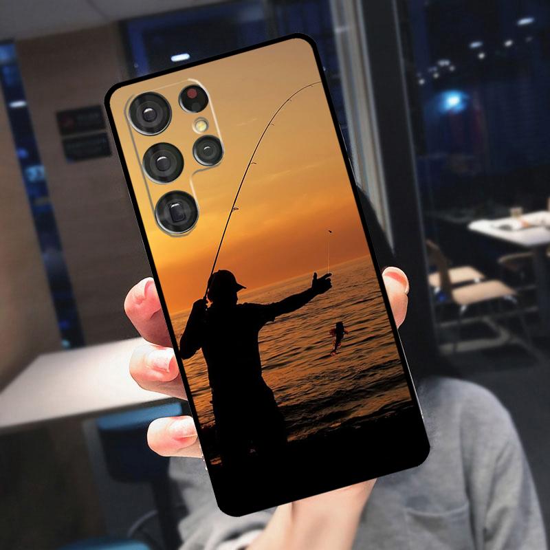 Hunter Man Fishing Dog Cover For Samsung Galaxy S25 Ultra S24 S22 S21 S23 Plus S20 FE S9 S10 S24 FE Phone Case