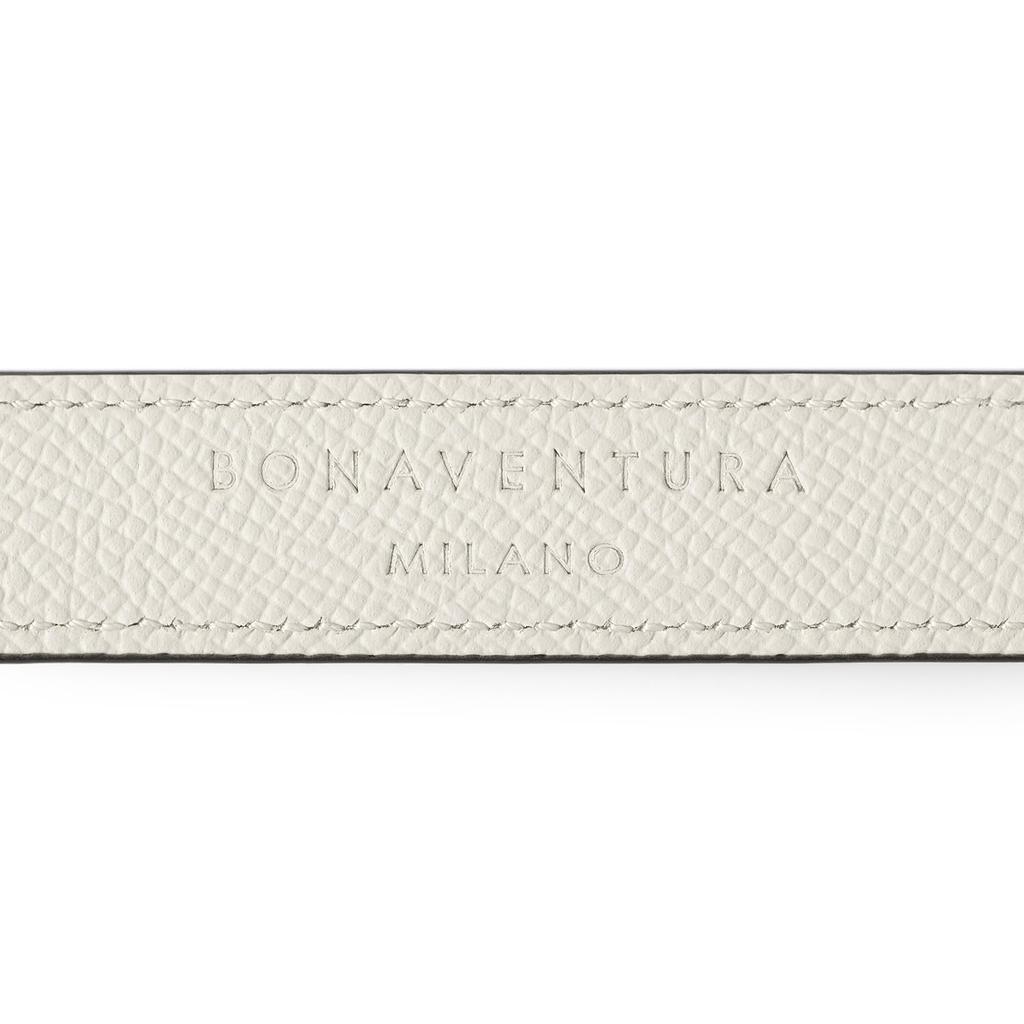 BONAVENTURA Square Buckle Belt X White Leather X Nobile Women's (70cm) [Black (Shrunken Leather)] BBLTN201-BKWH-70