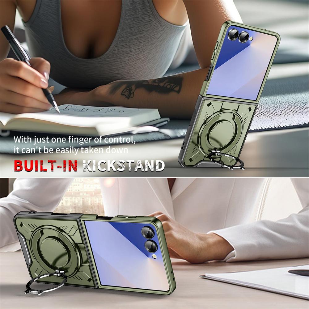 360° Magnetic Ring Holder Kickstand Phone Case For Samsung Galaxy Z Flip 8 7 Flip8 5G TPU+PC Shockproof Rugged Protection Cover