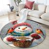 Snowman with Birds Round Area Rug,Carpet Rug for Living Room Bedroom Sofa Playroom Decor,Non-slip Floor Mat