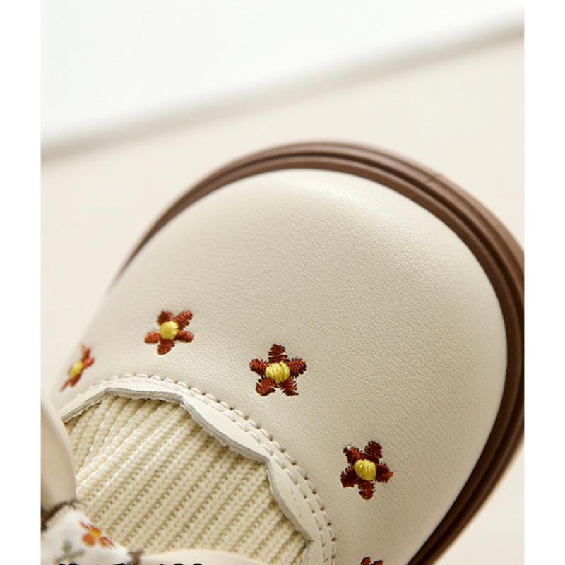 New Autumn and Winter Girls Pastoral Style Bow Fashion Soft Sole Casual Performance Leather Shoes