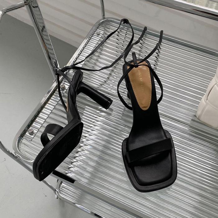 Sandalen High Heels Schuhe mit eckiger Zehenpartie