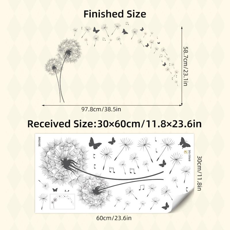 1 Pezzo Fiore di Tarassaco Sagomato Farfalle Adesivi Murali per Stanza dei Bambini Decalcomanie Murali Decorazioni per la Casa Sfondo Decorazione Camera da Letto