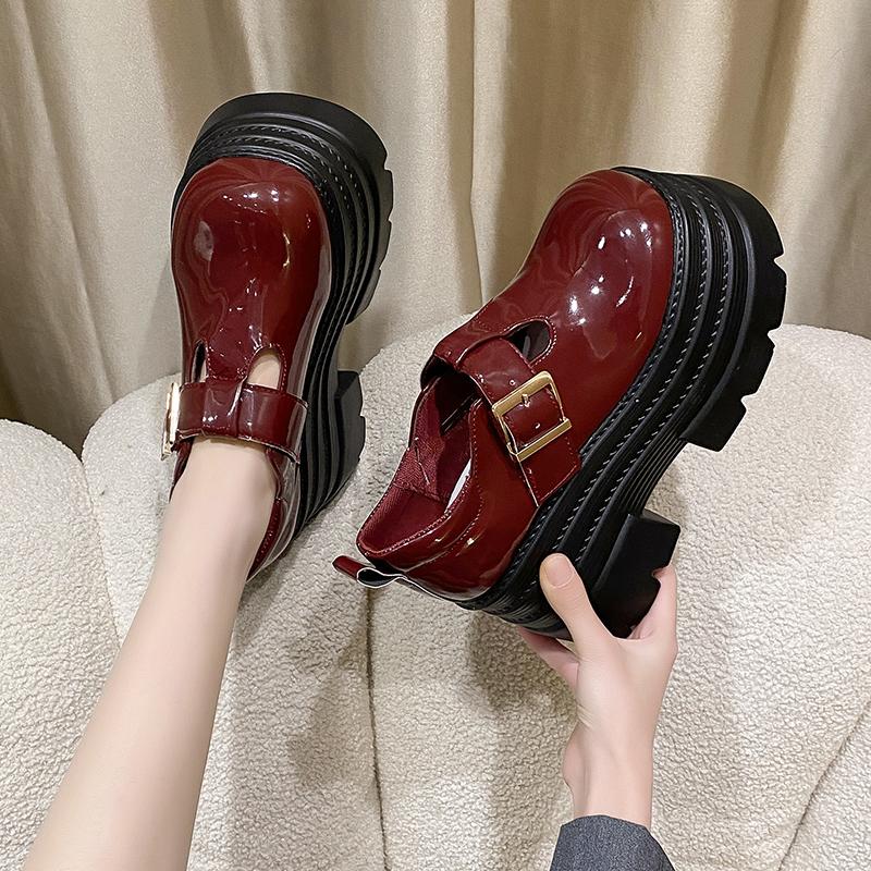 Fashion Patent Leather Spring Motorcycle Chelsea Boots Pumps Knee High Fashion Punk Ankle Platform Fashion Women Autumn Shoes