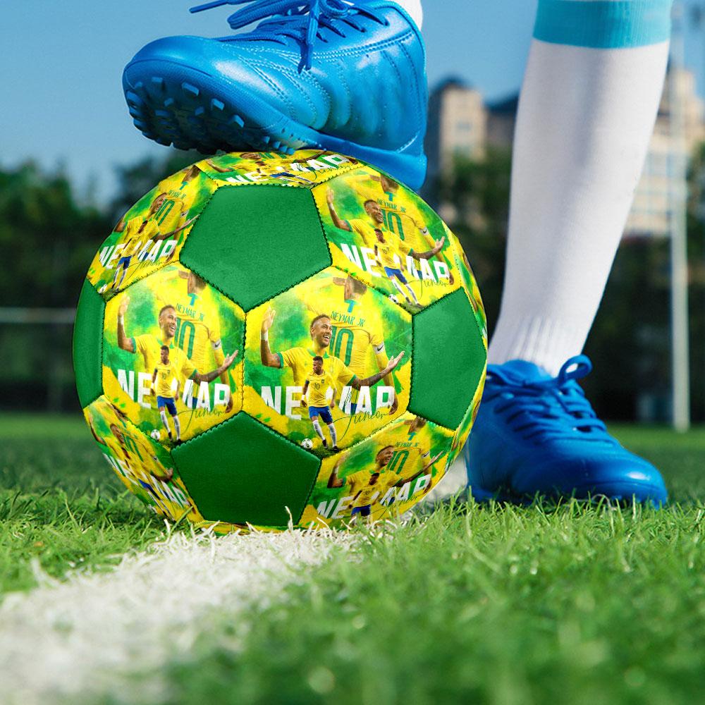 1PC Neymar Graceful Forward Size 5 Soccer Ball PrahaIndoor Soccer Ball Colorful All Ages Machine Stitched PVC Competition Ready Durable High-Bounce