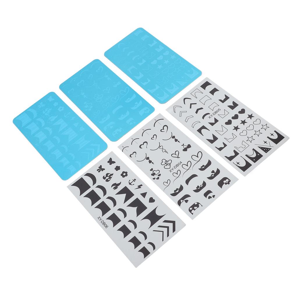 3 Set Nail Art Stamping Plates Stainless Steel Protective Blue Film Different Patterns Fingernails T