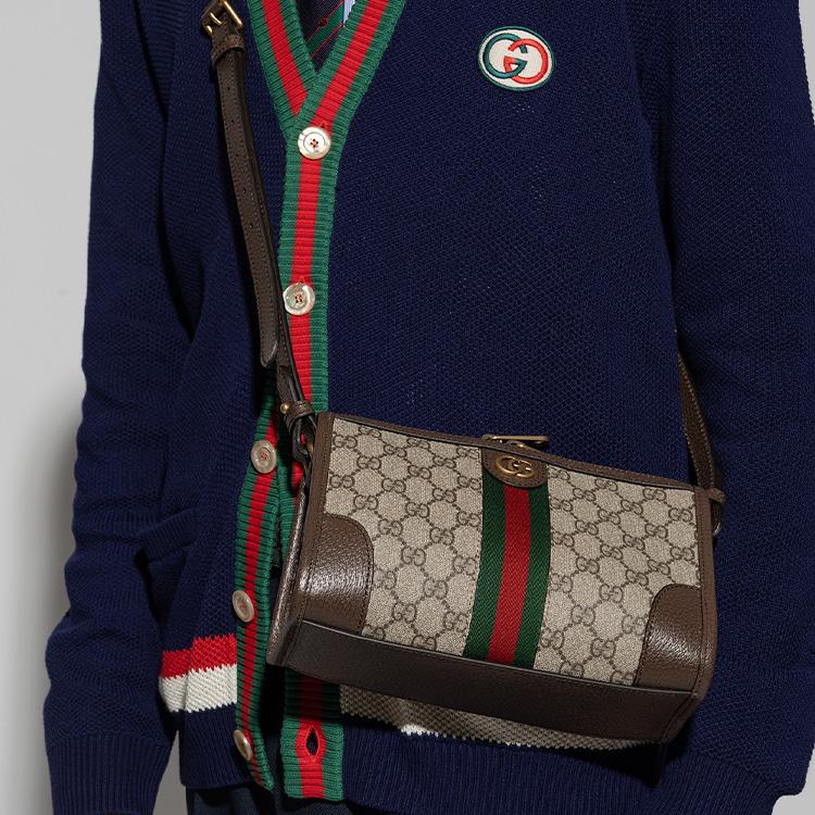 Gucci Ophidia Double G Logo Adjustable Shoulder Strap Zipper Closure Canvas And Leather Messenger Bag Men Messenger Bag Beige Brown 752581-96IWT-8745