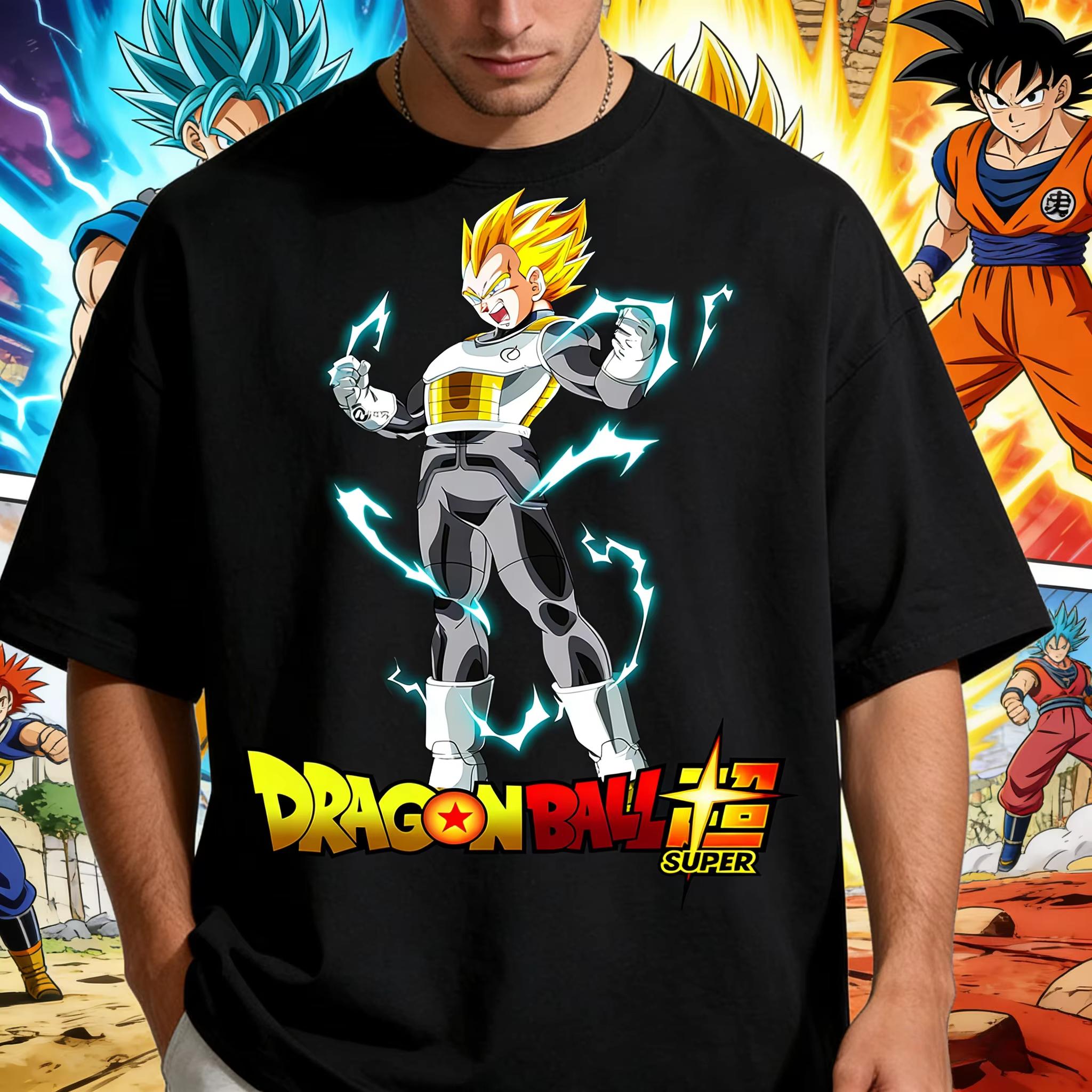 

2026 New Dragon Ball Vegeta Anime Printed Short Sleeve T-shirt Men s and Women s T-shirt Men s Tops Sports T-shirt Harajuku S разноцветный