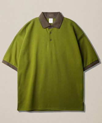 JEMUT Chess Ringer Collared Short Sleeve T-Shirt Olive Kjst2616