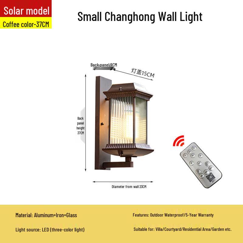 New Chinese Solar Waterproof Wall Lamp for Villas, Courtyards, Aisles, Balconies, and Stairways