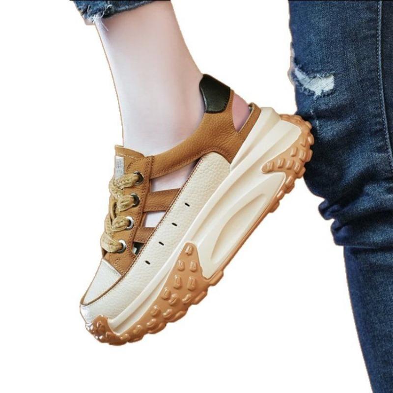 Two-color bottom color matching dad shoes women's new hollow bag head running shoes women's sports sandals