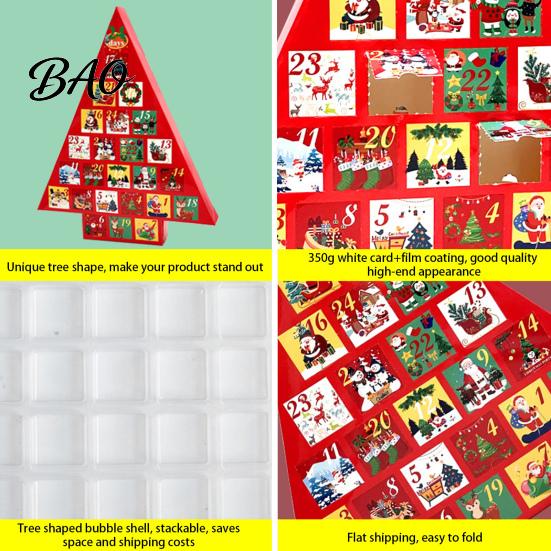Multi Compartment Gift Box Christmas Tree Advent Calendar Box, DIY Surprising Shaped Paper Hole Punch Surprise Fillable Countdown for Candy
