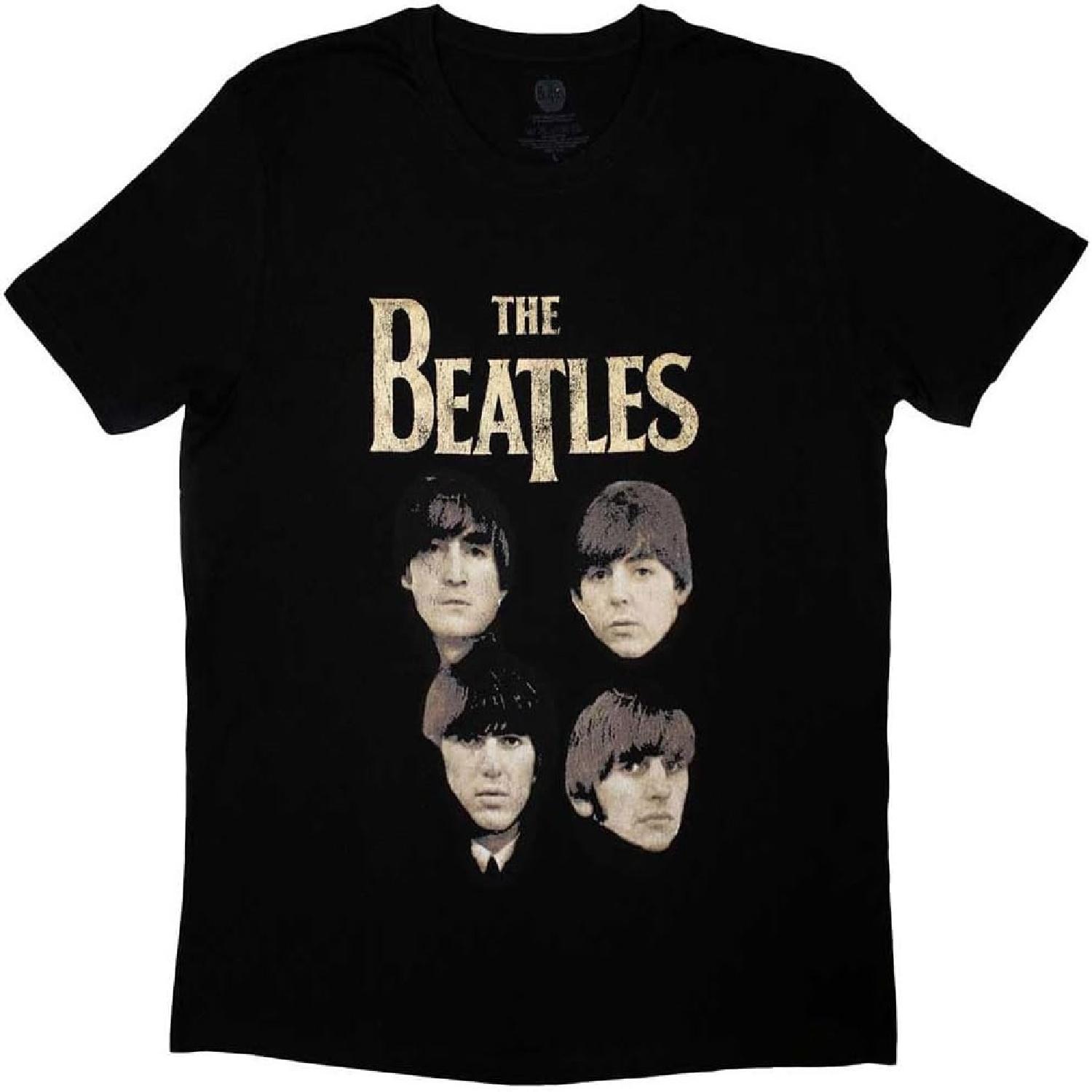 Футболка с логотипом The Beatles 4 Головы Золотая Фольга S