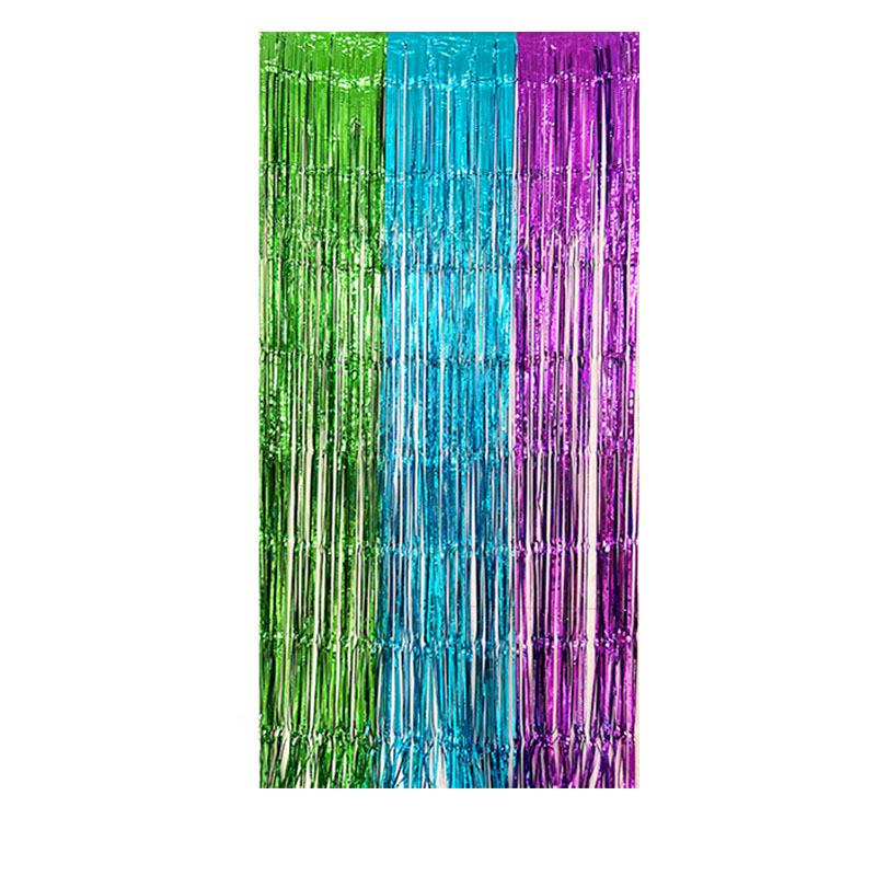 Color-Block Tinsel Curtain 1x2m - Festive Background for Christmas, Halloween, and Birthdays