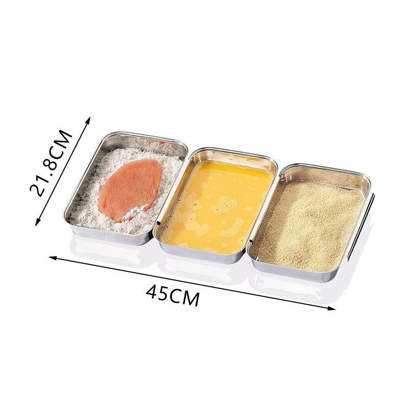 Stainless Steel Rectangular Divided BBQ and Sauce Dipping Plate