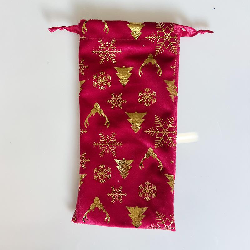 

5 шт., Рождественский бархатный мешочек для конфет - 13x18 см, Подарочный мешочек на шнурке, Мешочек для хранения подарков, Упаковочный мешочек для ювелирных изделий красный