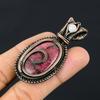 Natural Rhodonite,Moonstone Stone Handmade Copper Wire Wrap Pendant 2.36" Z2Z53
