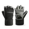 Mens Half-Finger Gym Gloves With Wrist Support Breathable Anti-Slip Weightlifting Workout Training