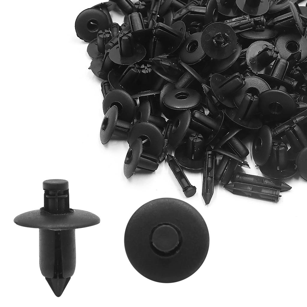 uxcell Rivets 0.3 inch (7 mm) Black Plastic Rivet Push Type Fender Retainer Clip for Car 100pcs