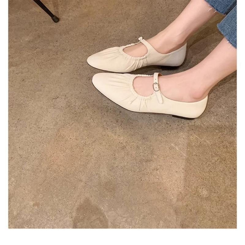 

Shoes round head pleated word with flat bottom silver Mary Jane single shoes women 40
