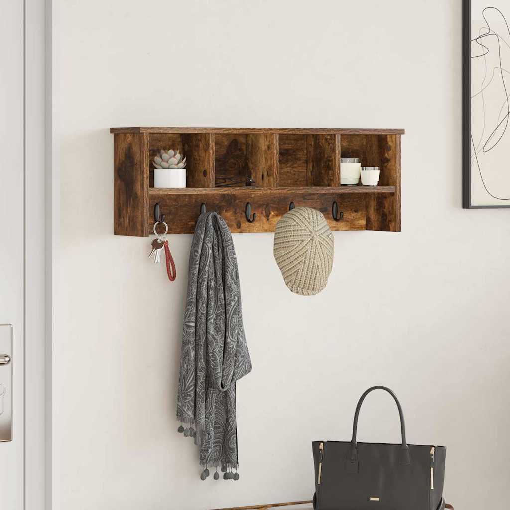 Wall mounted nightstand smoked oak 75 x 16 x 26 cm