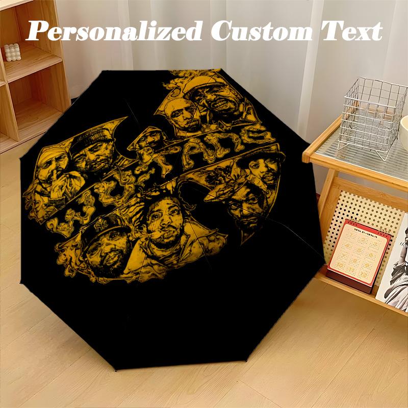 8‑Rib Automatic Umbrella, Wu Tang Clan Design Foldable Umbrella for Sun Rain Protection Travel