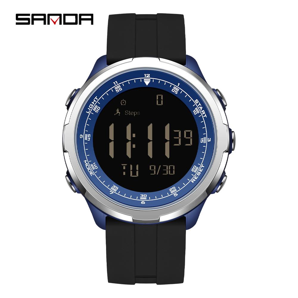 SANDA 9065 Fashion Men's Electronic Watch Simple Night Light Calendar Alarm Clock Waterproof and Shockproof Men's Digital Watch