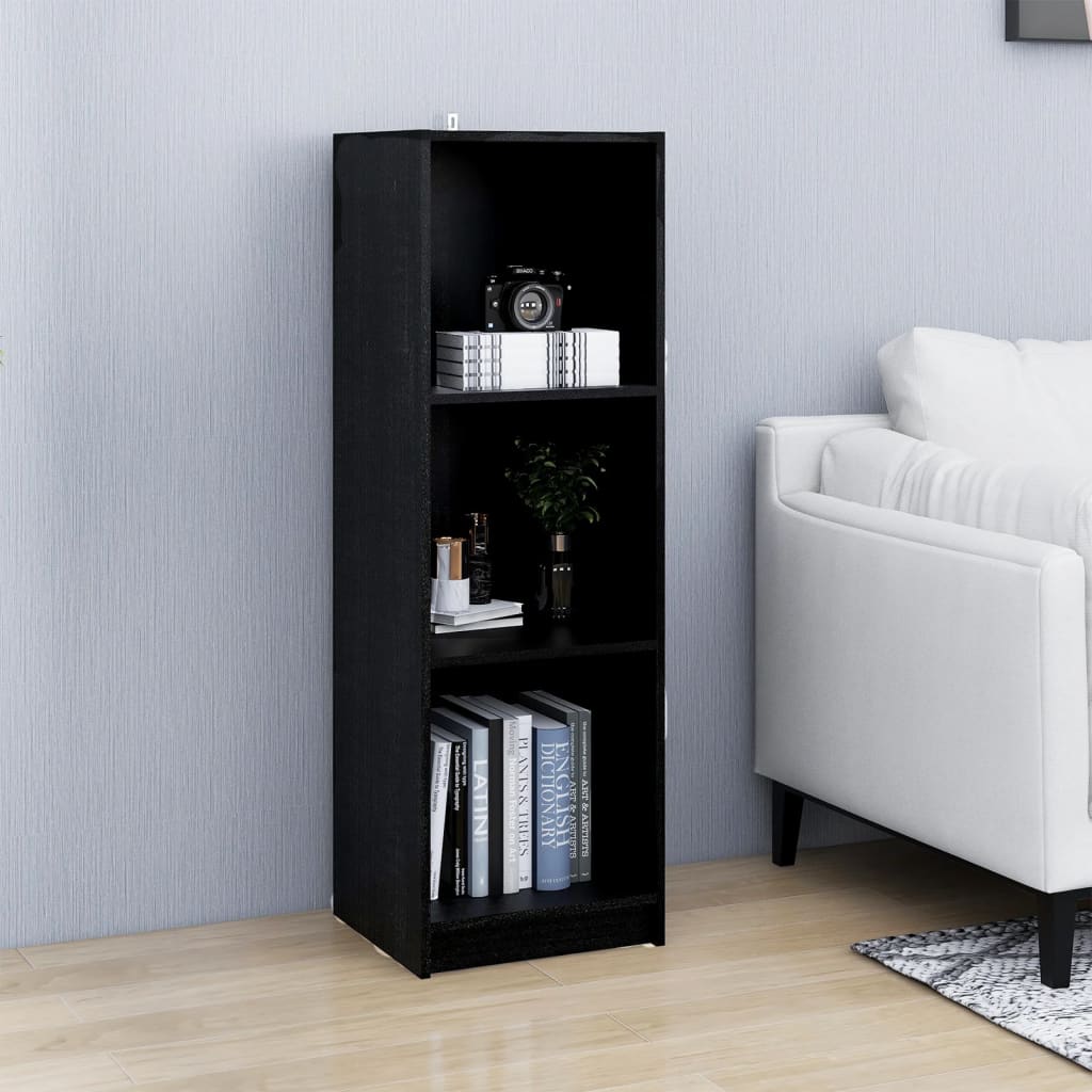 Bookshelf Room Divider Black 36x33x110 cm Solid Pine Wood