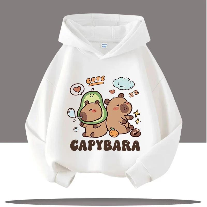 Autumn and Winter Warm Children's Hoodie Capibara Koala Pattern Girls' Hoodie Pullover Comfortable Children's Top