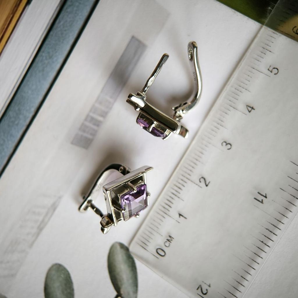 Серебряные серьги с натуральным аметистом 2.942ct (2189329)