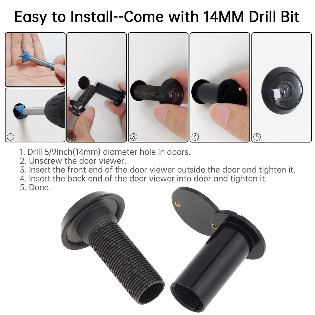 1 Piece 0.55inch Solid Brass 180 Degree High Definition Door Viewer with Rotating Privacy Cover, Security Peek Peep Holes