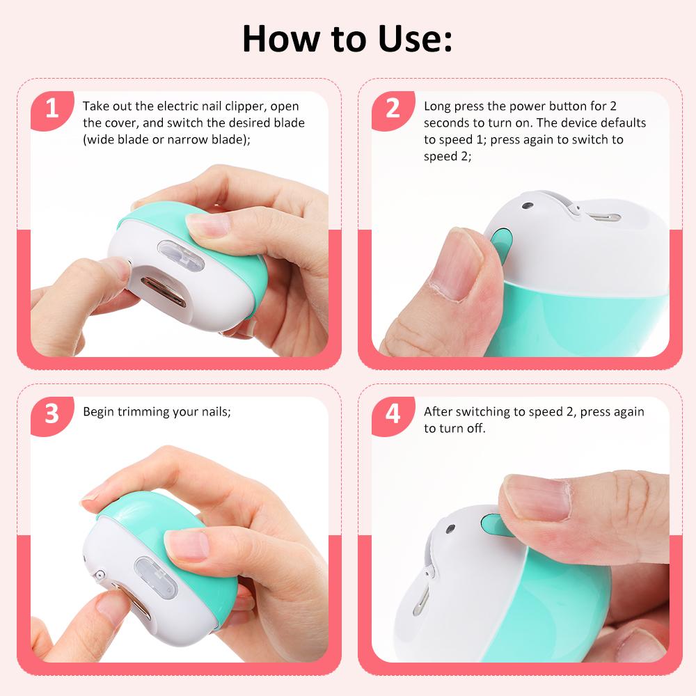 Electric Nail Clippers LED Light 2-Speed Nail Trimmer Cutter Manicure Tools for Fingernails Toenails Scissors for Kids Adults
