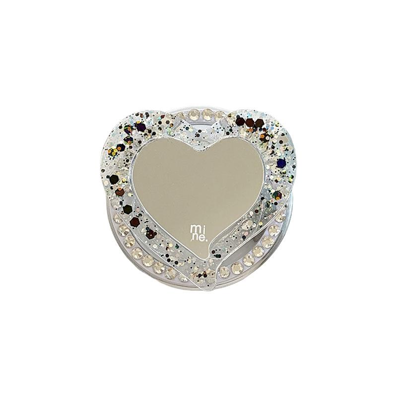 Magnetic Magsafe Mobile Phone Airbag Holder Glitter Sequins Love Mirror Portable Creative Makeup Mirror