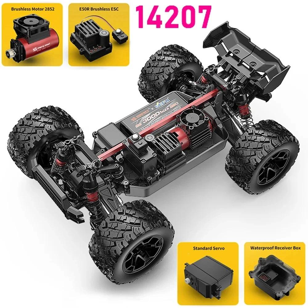 Coche de Control Remoto MJX 14207 Hyper Go 1/14 4WD 2.4G 55KM/H Vehículo de Deriva sin Escobillas Coche de Carreras Coche con Mando a Distancia Camión Todoterreno Juguetes