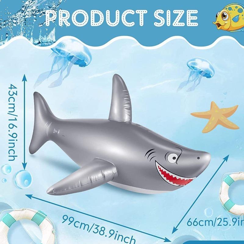

New Inflatable Toys Shark Swimming Ring Simulation Animal Children s Toy Mount Thickened Water Surfing Artifact Inflatable Toy серебряный