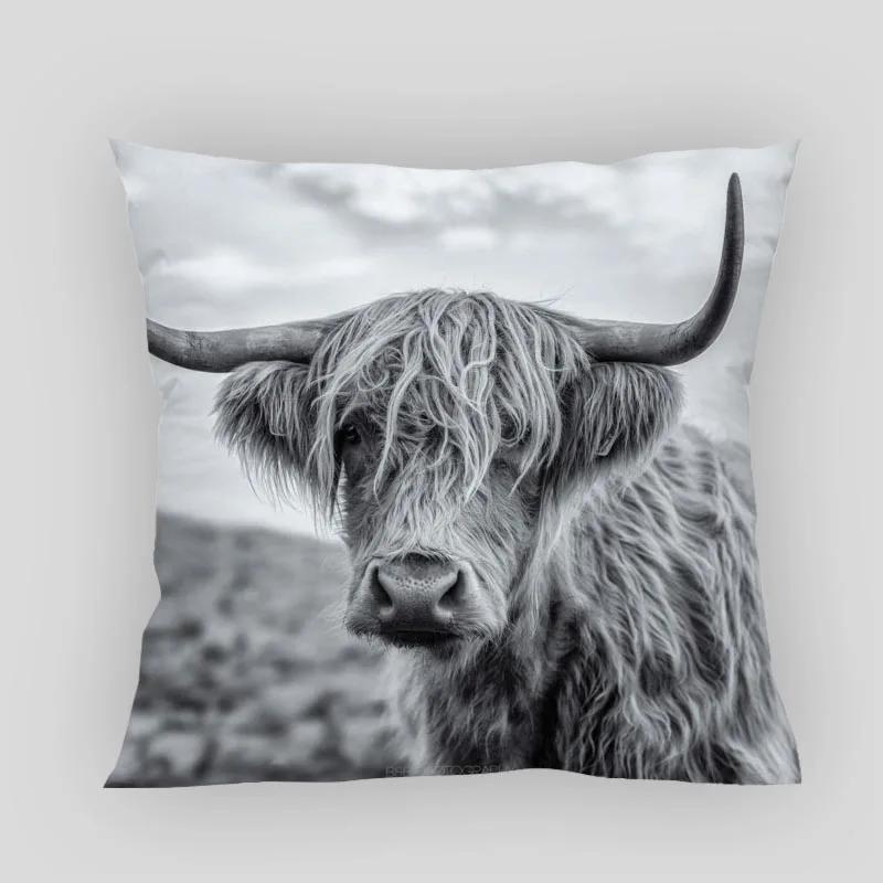 Highland Cow Pillow Cover Customize Pillowcase Modern Home Decorative Pillow Case For Living Room 45X45cm,40X40cm