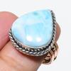 Natural Larimar Gemstone 925 Solid Sterling Silver TwoTone Gift Ring S.9 r7V97