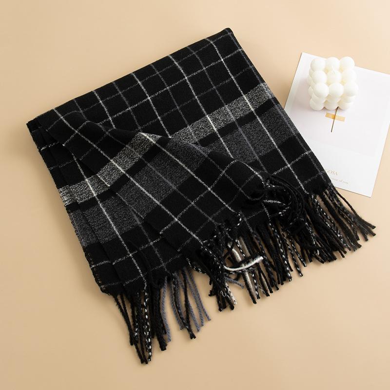 Winter Versatile Dual Purpose Plaid Thickened and Warm Korean Style Fashionable Windproof and Cold Proof Warm Shawl