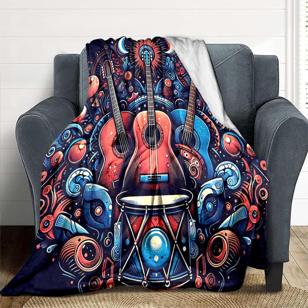 1pc Guitar Dreams Lightweight Flannel Blanket, Comfortable and Warm Blanket, for Office and Camping Sofa Bed, Livingroom131