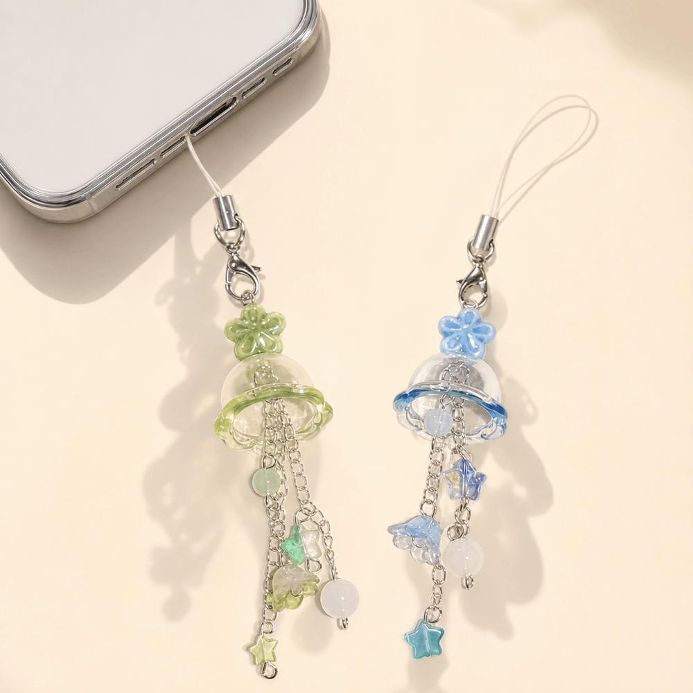 Transparent Phone Charm Star Flower Bead Phone Charm Pendant Mobile Phone Chain Bag Accessories