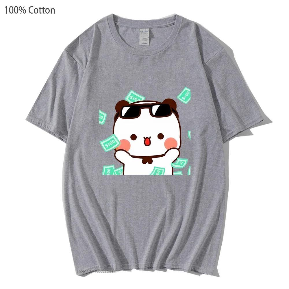 Cute Bubu and dudu Is So Rich Millionaire T-Shirts for Men Women Couple clothes Cotton Tops Panda Bear Tees Casual